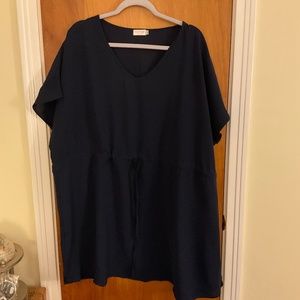 Bluetime Navy Blue Dress Sz 2XL Tie Front Sheer Lightweight